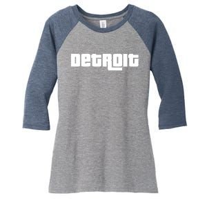 Detroit Bold Future Style Logo Women's Tri-Blend 3/4-Sleeve Raglan Shirt