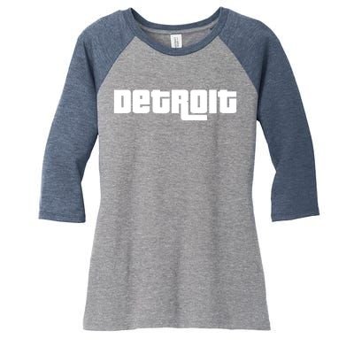 Detroit Bold Future Style Logo Women's Tri-Blend 3/4-Sleeve Raglan Shirt