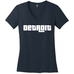 Detroit Bold Future Style Logo Women's V-Neck T-Shirt