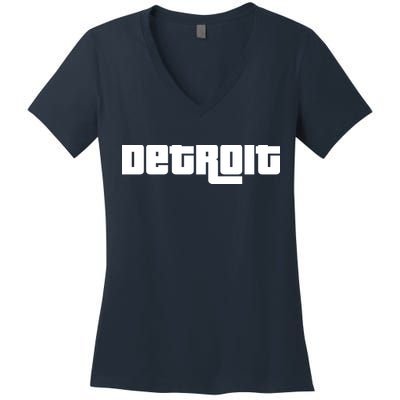 Detroit Bold Future Style Logo Women's V-Neck T-Shirt