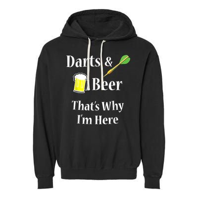 Darts Beer Funny For Dart Player Garment-Dyed Fleece Hoodie