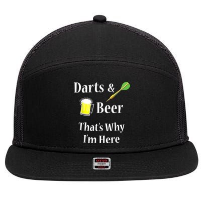 Darts Beer Funny For Dart Player 7 Panel Mesh Trucker Snapback Hat