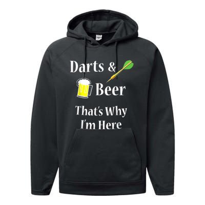 Darts Beer Funny For Dart Player Performance Fleece Hoodie