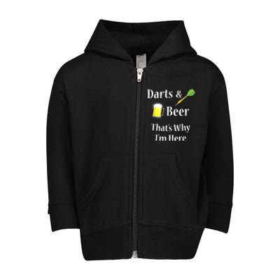 Darts Beer Funny For Dart Player Toddler Zip Fleece Hoodie