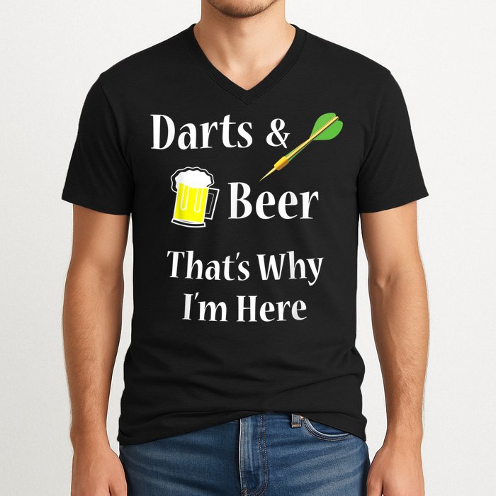Darts Beer Funny For Dart Player V-Neck T-Shirt
