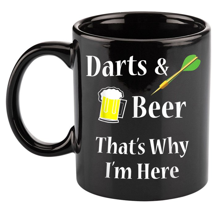 Darts Beer Funny For Dart Player 11oz C Handle Ceramic Mug