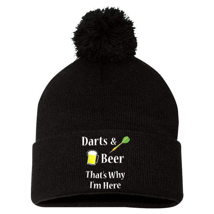 Darts Beer Funny For Dart Player Pom Pom 12in Knit Beanie