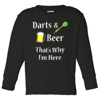 Darts Beer Funny For Dart Player Toddler Long Sleeve Shirt