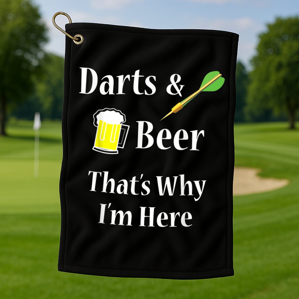 Darts Beer Funny For Dart Player Golf Towel