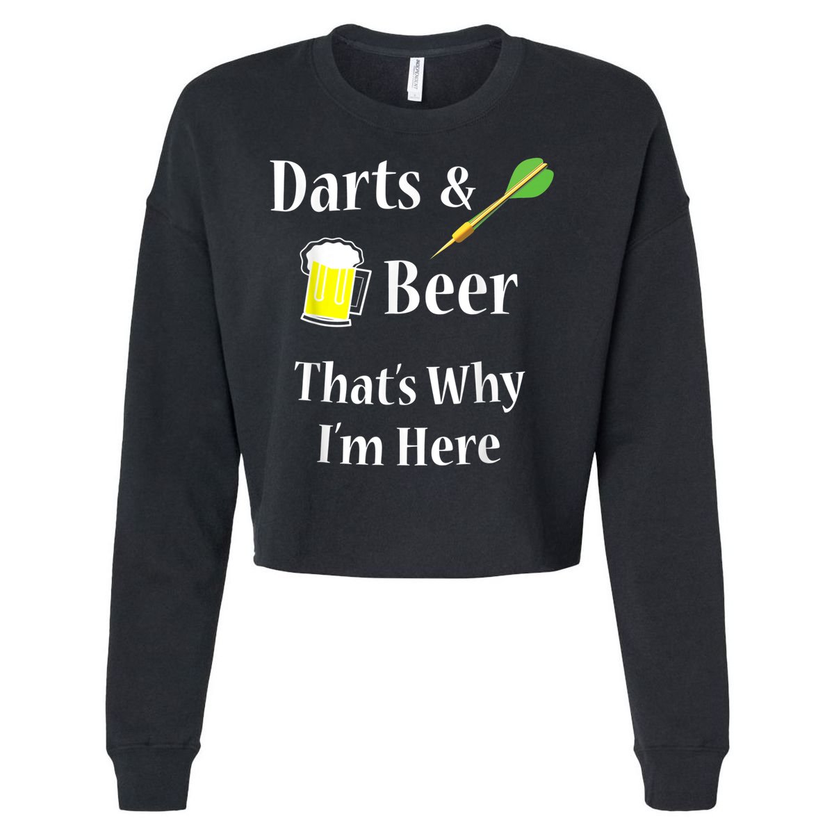 Darts Beer Funny For Dart Player Cropped Pullover Crew