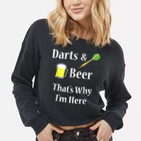 Darts Beer Funny For Dart Player Cropped Pullover Crew