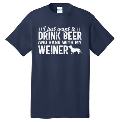 Drink Beer Funny Weiner Daschund Dog Dad Fathers Day Gift Tall T-Shirt