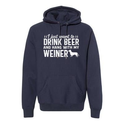 Drink Beer Funny Weiner Daschund Dog Dad Fathers Day Gift Premium Hoodie