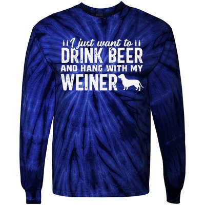 Drink Beer Funny Weiner Daschund Dog Dad Fathers Day Gift Tie-Dye Long Sleeve Shirt