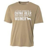 Drink Beer Funny Weiner Daschund Dog Dad Fathers Day Gift Cooling Performance Crew T-Shirt