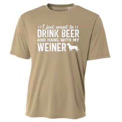 Drink Beer Funny Weiner Daschund Dog Dad Fathers Day Gift Cooling Performance Crew T-Shirt