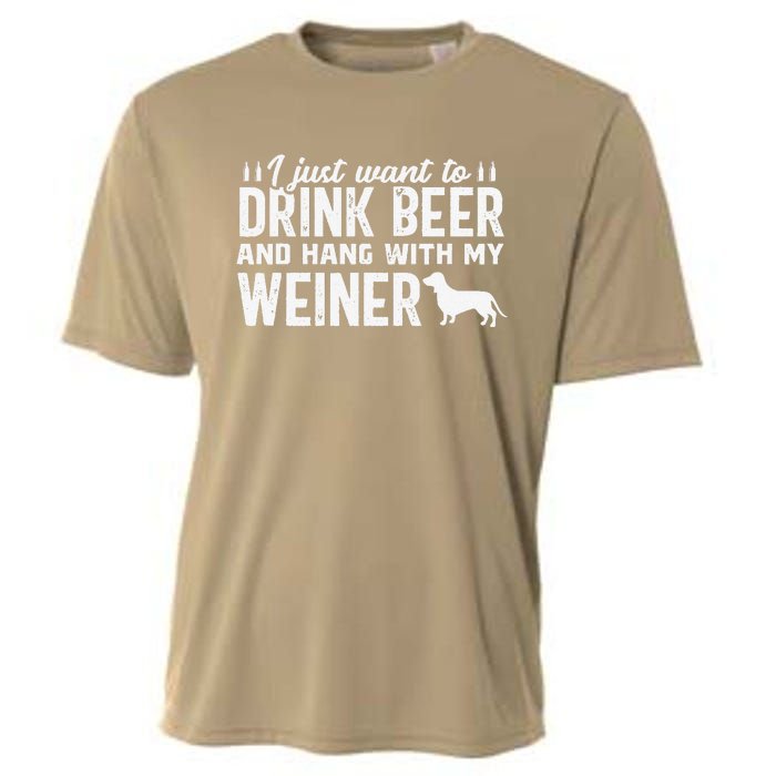 Drink Beer Funny Weiner Daschund Dog Dad Fathers Day Gift Cooling Performance Crew T-Shirt