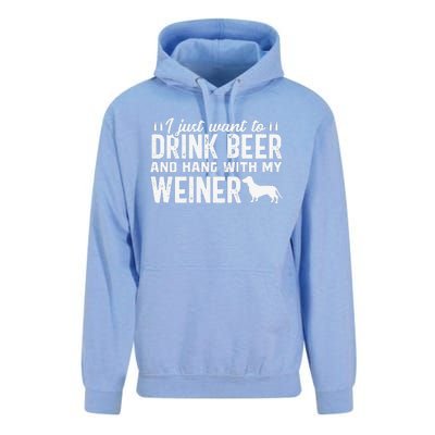 Drink Beer Funny Weiner Daschund Dog Dad Fathers Day Gift Unisex Surf Hoodie