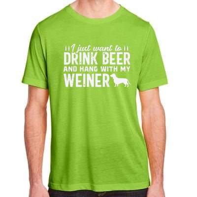 Drink Beer Funny Weiner Daschund Dog Dad Fathers Day Gift Adult ChromaSoft Performance T-Shirt