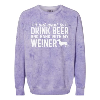 Drink Beer Funny Weiner Daschund Dog Dad Fathers Day Gift Colorblast Crewneck Sweatshirt