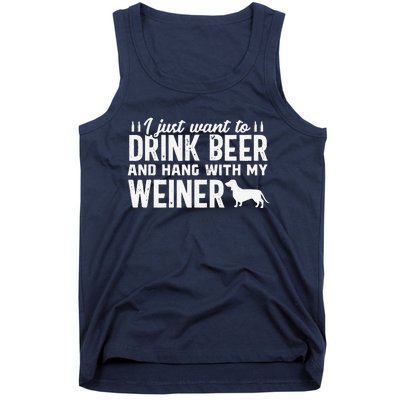 Drink Beer Funny Weiner Daschund Dog Dad Fathers Day Gift Tank Top