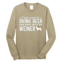 Drink Beer Funny Weiner Daschund Dog Dad Fathers Day Gift Long Sleeve Shirt