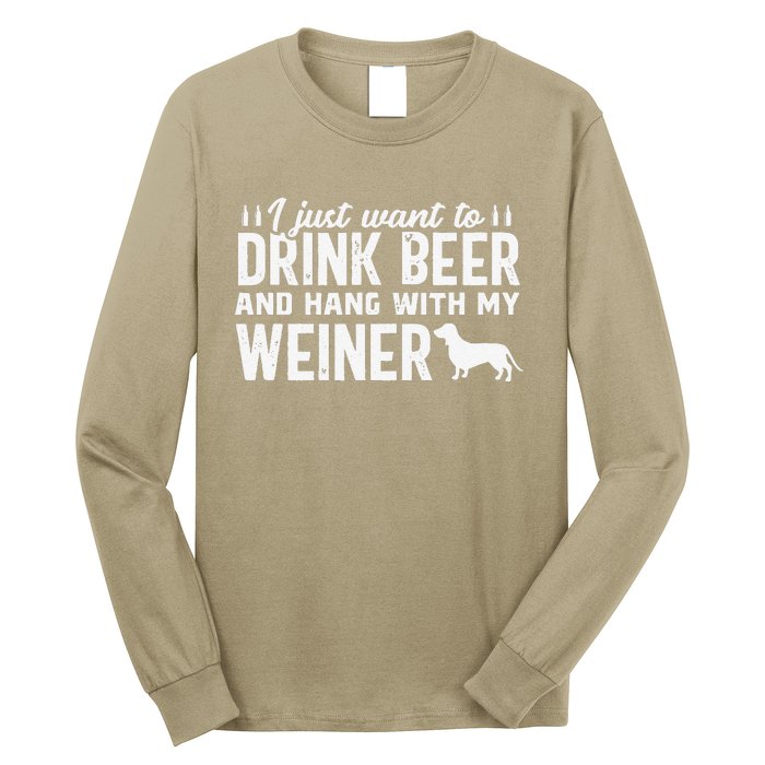 Drink Beer Funny Weiner Daschund Dog Dad Fathers Day Gift Long Sleeve Shirt