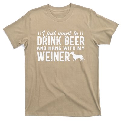 Drink Beer Funny Weiner Daschund Dog Dad Fathers Day Gift T-Shirt