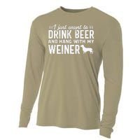 Drink Beer Funny Weiner Daschund Dog Dad Fathers Day Gift Cooling Performance Long Sleeve Crew