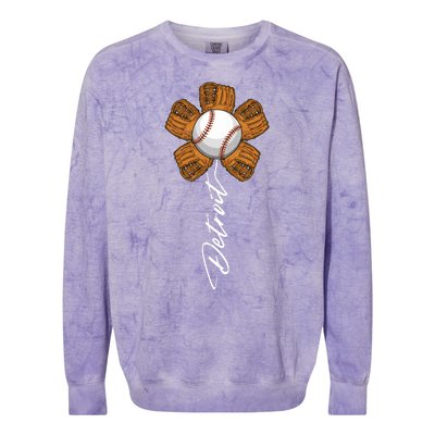 Detroit Baseball Flower Sports Fan Colorblast Crewneck Sweatshirt