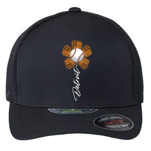 Detroit Baseball Flower Sports Fan Flexfit Unipanel Trucker Cap