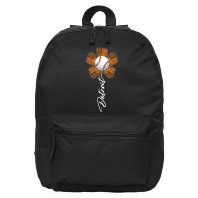 Detroit Baseball Flower Sports Fan 16 in Basic Backpack