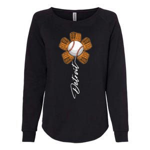 Detroit Baseball Flower Sports Fan Womens California Wash Sweatshirt