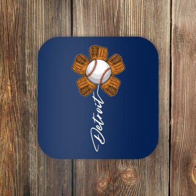 Detroit Baseball Flower Sports Fan Coaster