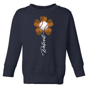 Detroit Baseball Flower Sports Fan Toddler Sweatshirt