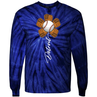 Detroit Baseball Flower Sports Fan Tie-Dye Long Sleeve Shirt