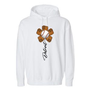 Detroit Baseball Flower Sports Fan Garment-Dyed Fleece Hoodie