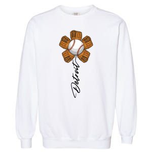 Detroit Baseball Flower Sports Fan Garment-Dyed Sweatshirt