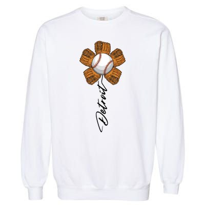 Detroit Baseball Flower Sports Fan Garment-Dyed Sweatshirt