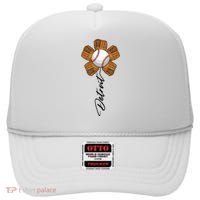 Detroit Baseball Flower Sports Fan High Crown Mesh Back Trucker Hat