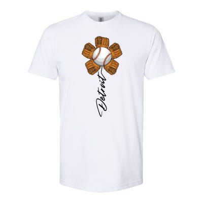 Detroit Baseball Flower Sports Fan Softstyle® CVC T-Shirt