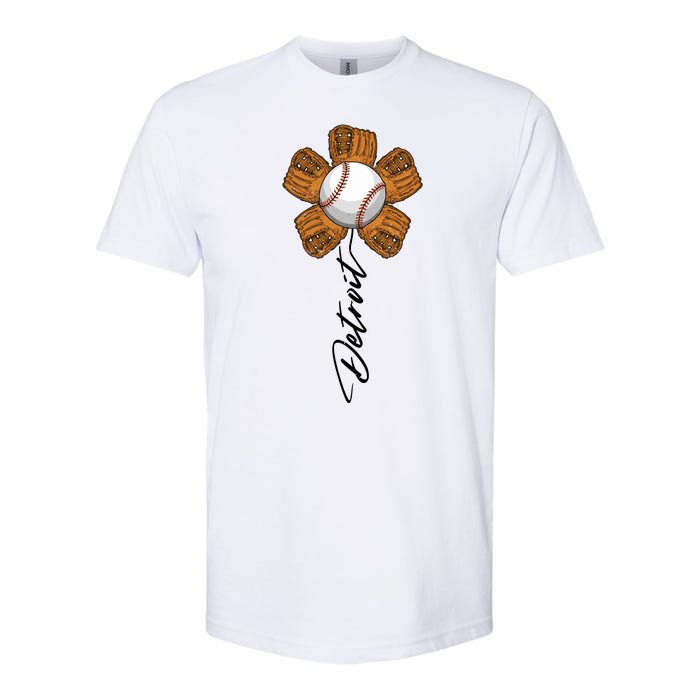 Detroit Baseball Flower Sports Fan Softstyle® CVC T-Shirt