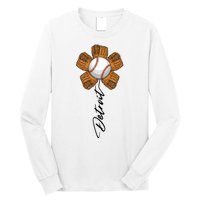 Detroit Baseball Flower Sports Fan Long Sleeve Shirt