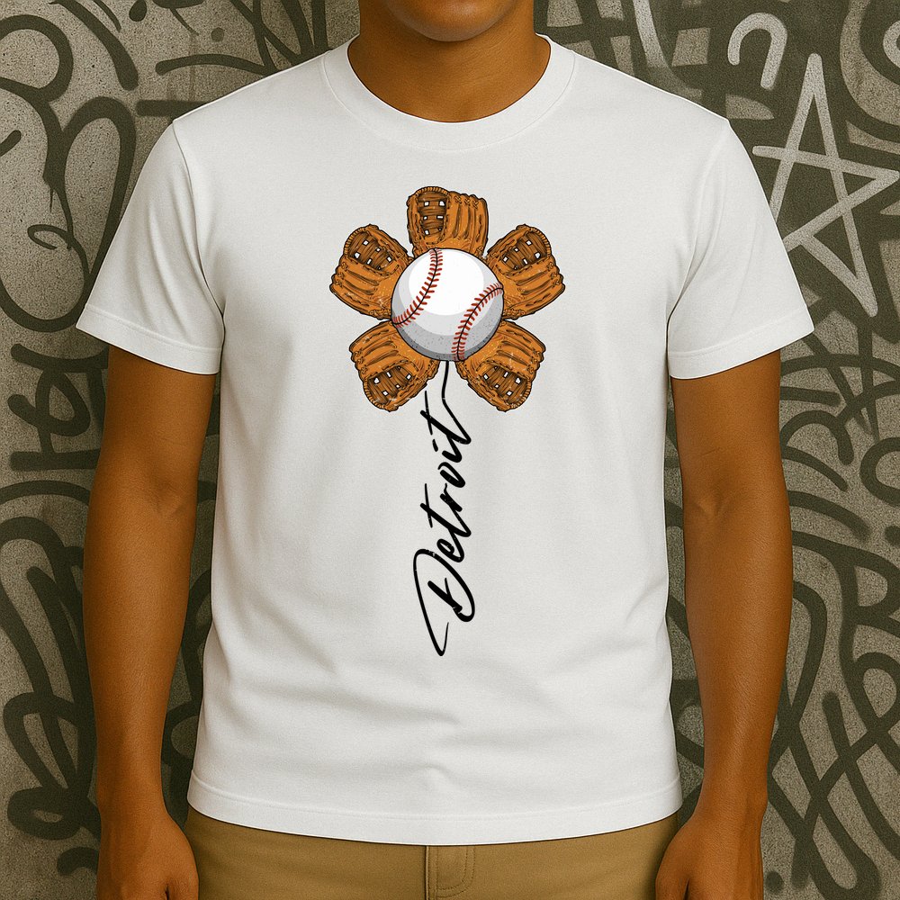 Detroit Baseball Flower Sports Fan T-Shirt
