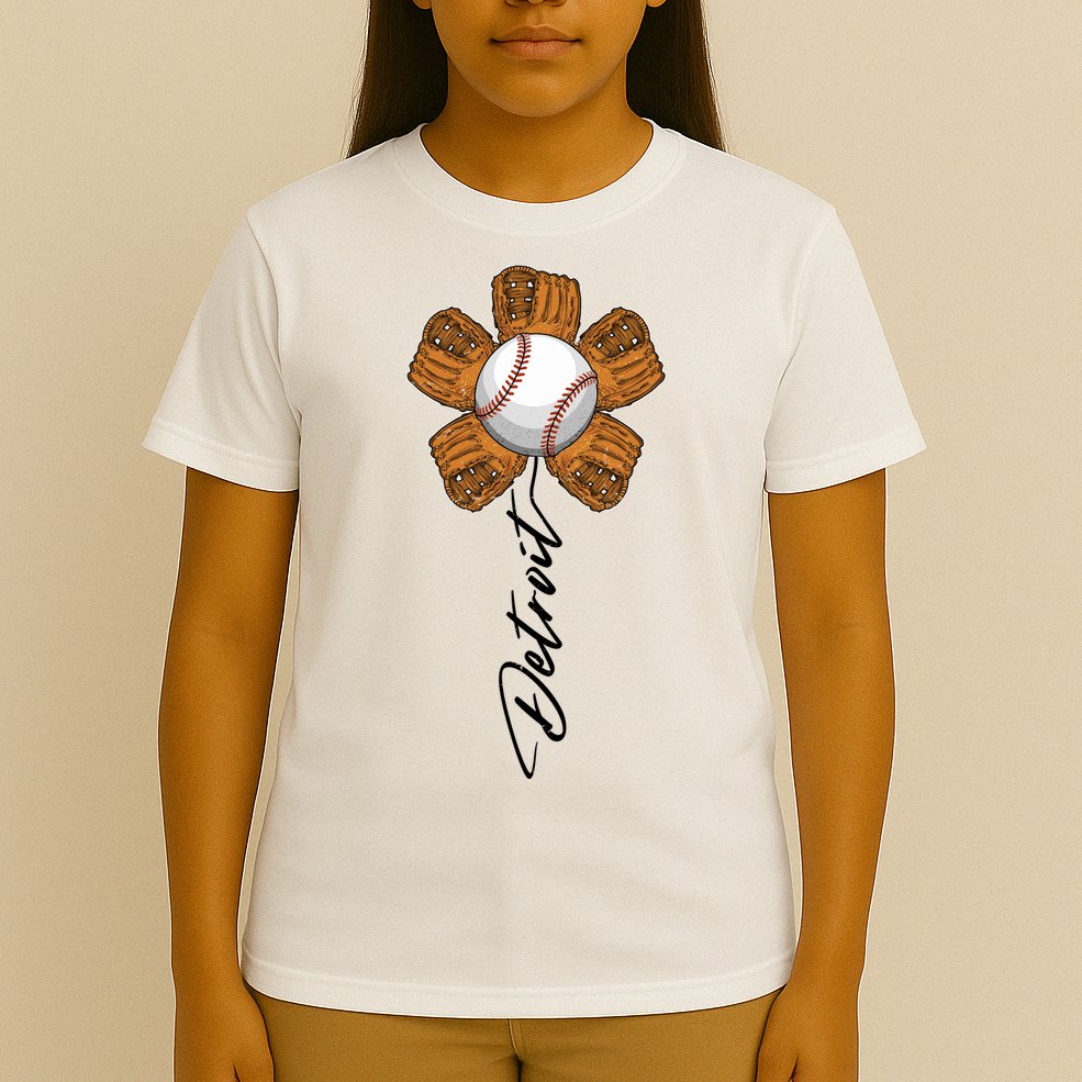 Detroit Baseball Flower Sports Fan T-Shirt