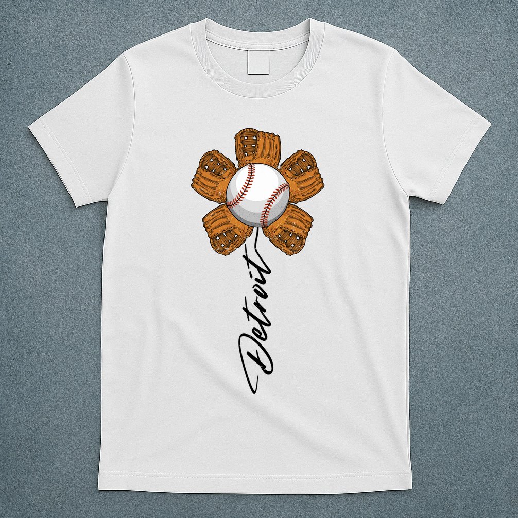 Detroit Baseball Flower Sports Fan T-Shirt