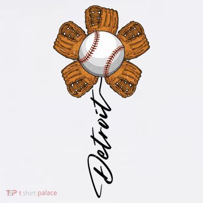 Detroit Baseball Flower Sports Fan T-Shirt