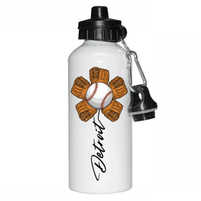 Detroit Baseball Flower Sports Fan Aluminum Water Bottle