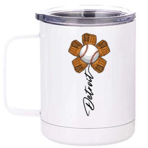 Detroit Baseball Flower Sports Fan 12 oz Stainless Steel Tumbler Cup