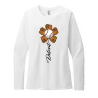 Detroit Baseball Flower Sports Fan Womens CVC Long Sleeve Shirt